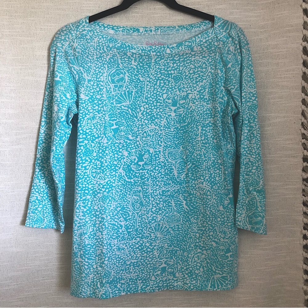 Lilly Pulitzer Andie Torquoise Boatneck Top M